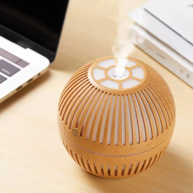 200ml Wood Grain round shape Air Humidifier - Image 2