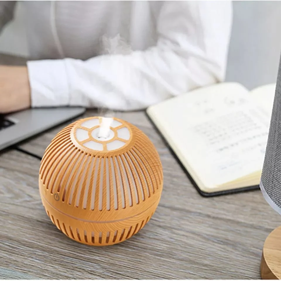200ml Wood Grain round shape Air Humidifier - Image 5
