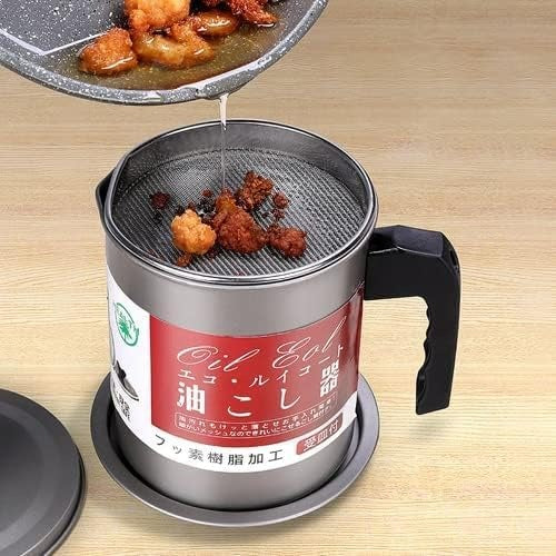 1.4 Litre Stainless Steel Oil Filter Strainer Pot for Cooking Oil Reuse and Grease Separation - Image 3