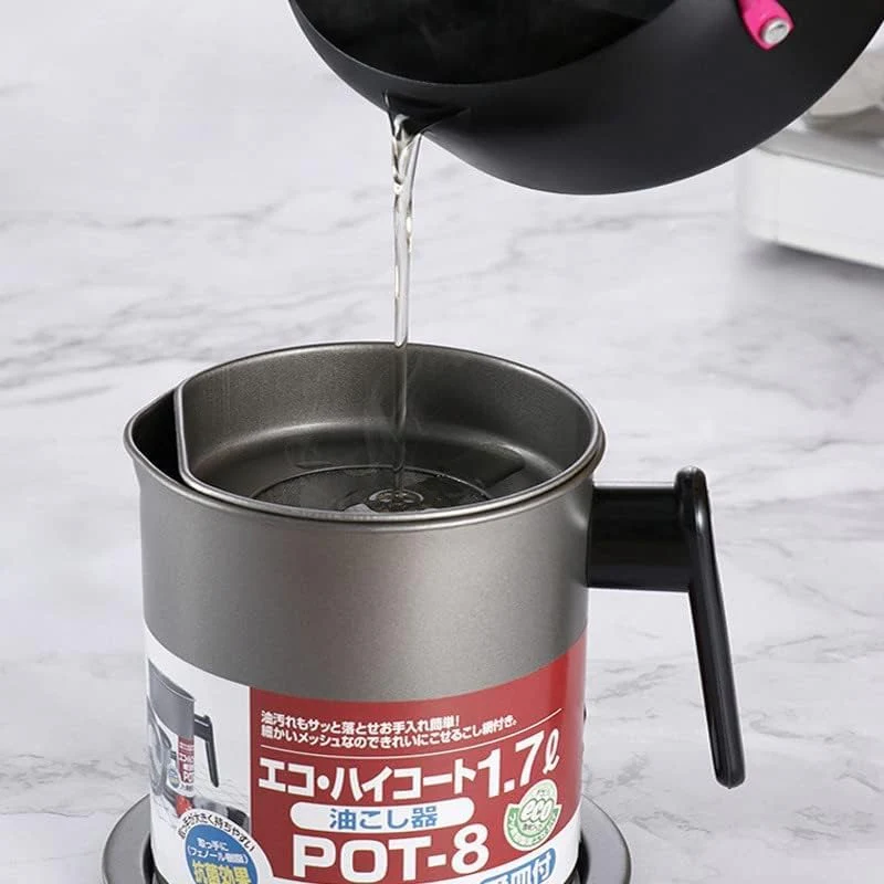 1.4 Litre Stainless Steel Oil Filter Strainer Pot for Cooking Oil Reuse and Grease Separation - Image 4