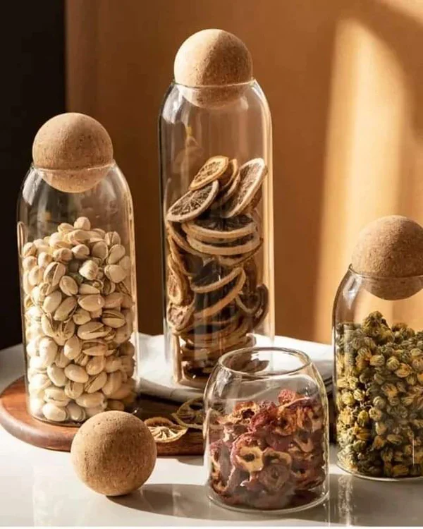 Open Ball Cork Transparent Jar with Bamboo Lid - Image 4