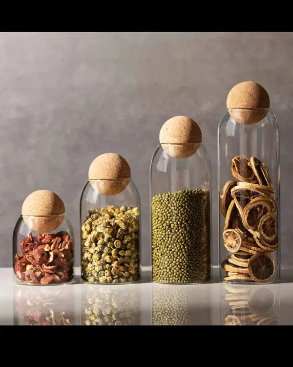 Open Ball Cork Transparent Jar with Bamboo Lid - Image 5