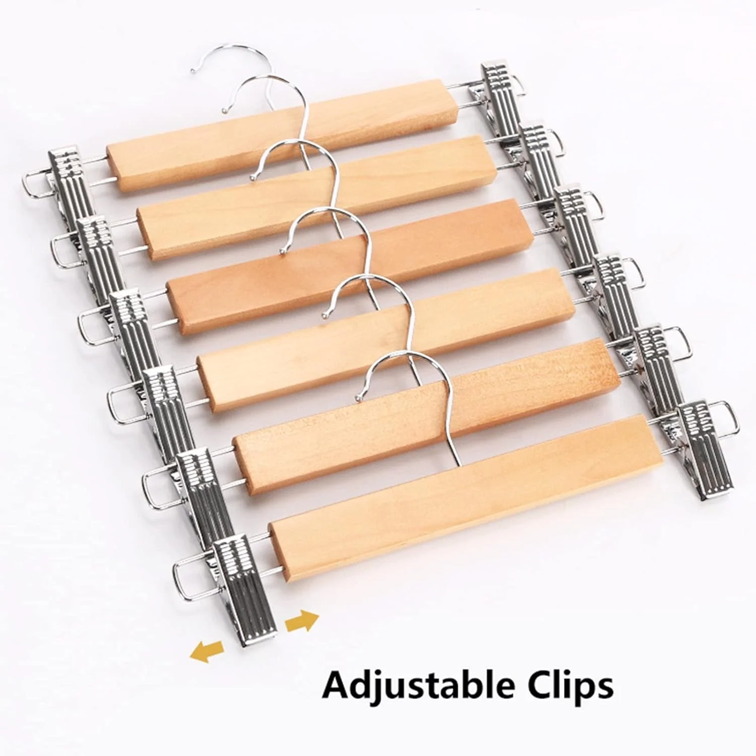Wooden Trouser & Skirt Hangers with Clips (10 Pack, 36cm) - Image 2