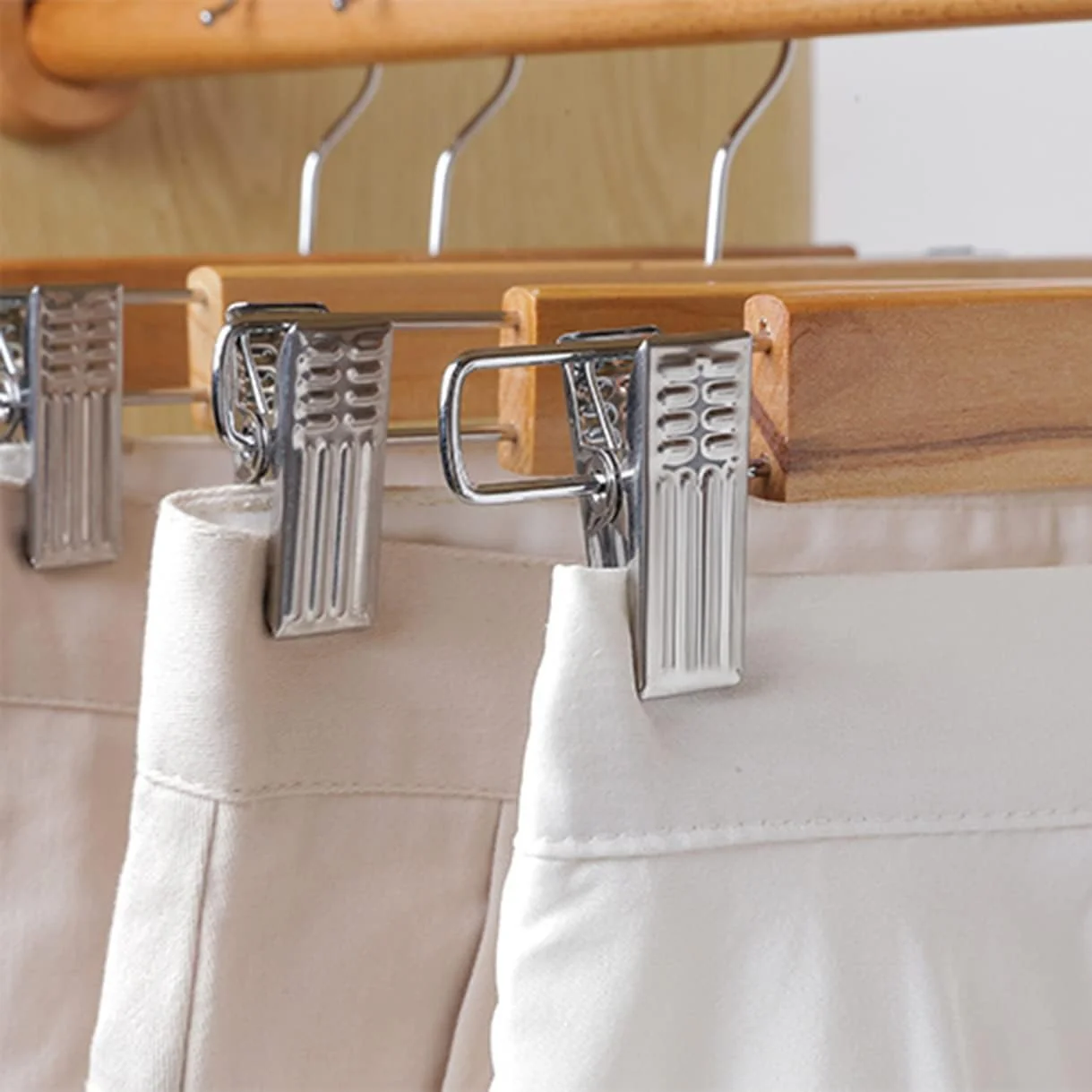 Wooden Trouser & Skirt Hangers with Clips (10 Pack, 36cm) - Image 5