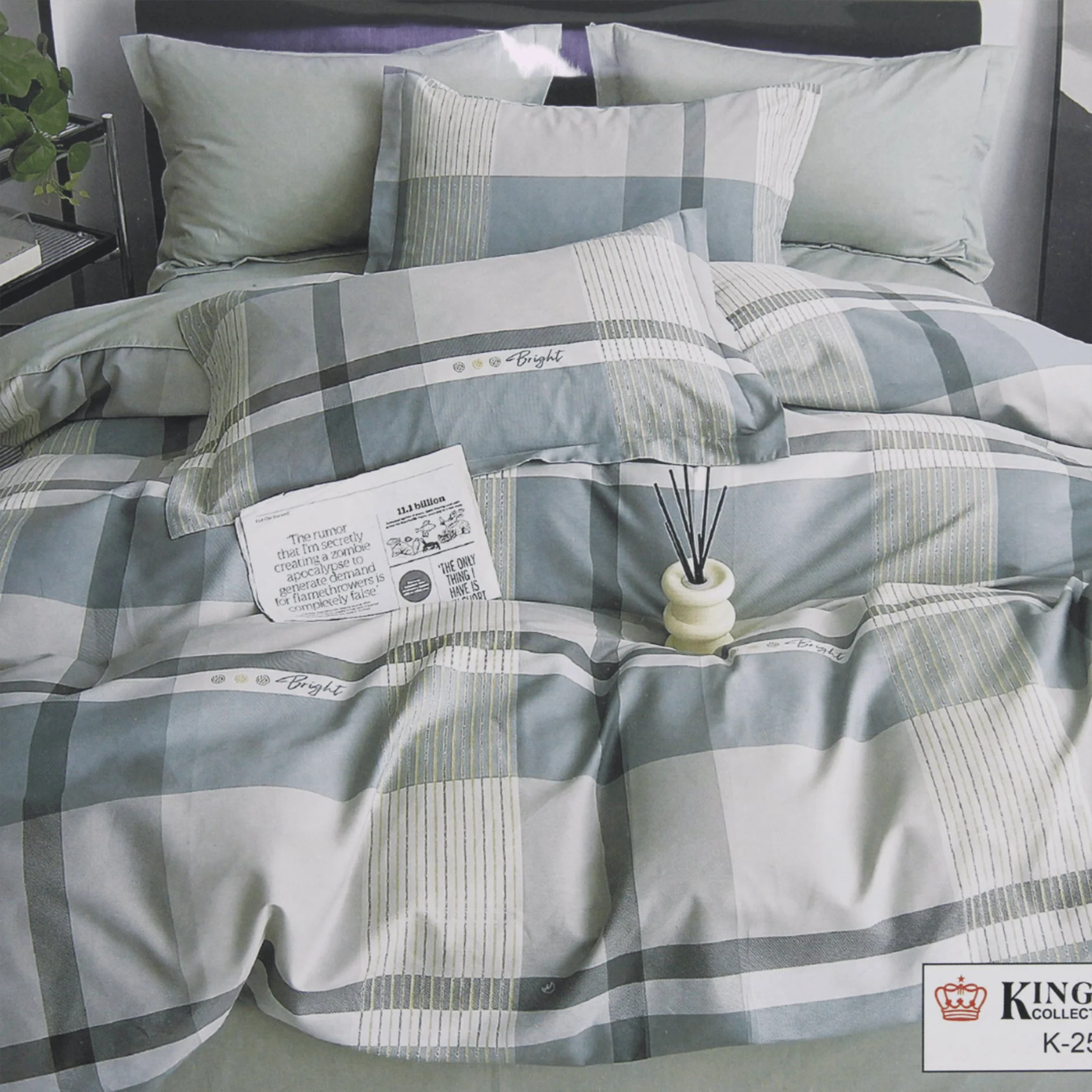 100% King Size Bedding Set Bedsheet and Quilt cover– Duvet Cover 259x220cm, Flat Sheet 279x289cm & 2 Pillowcases - Image 7
