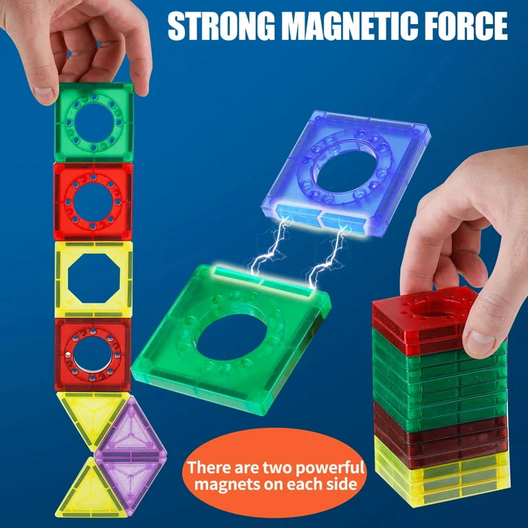 96 PCS 3D  Light Magnetic Tiles Kids Building Blocks Toys Educational - Image 3