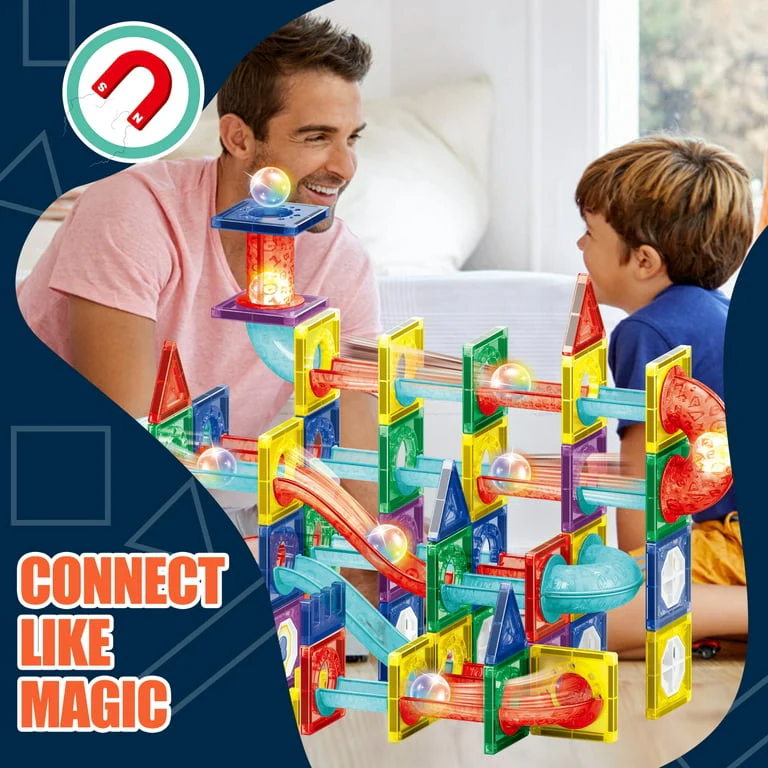 96 PCS 3D  Light Magnetic Tiles Kids Building Blocks Toys Educational - Image 4