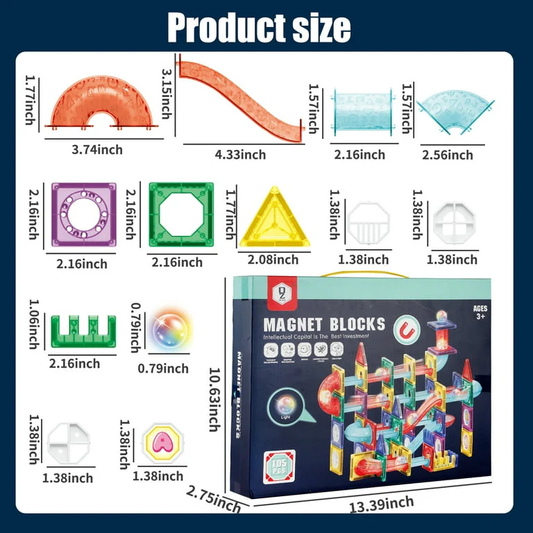 96 PCS 3D  Light Magnetic Tiles Kids Building Blocks Toys Educational - Image 5