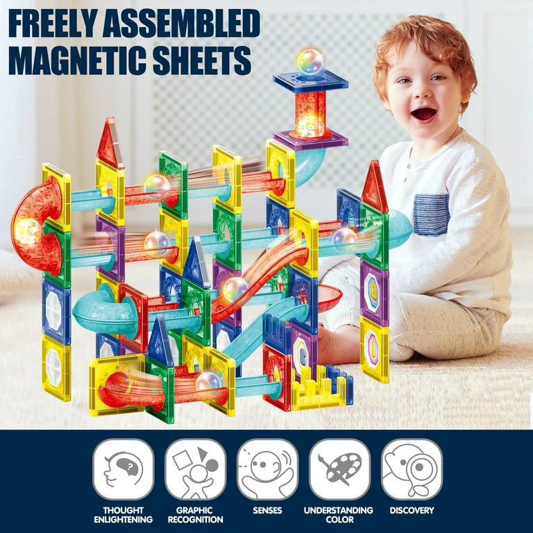 96 PCS 3D  Light Magnetic Tiles Kids Building Blocks Toys Educational - Image 6