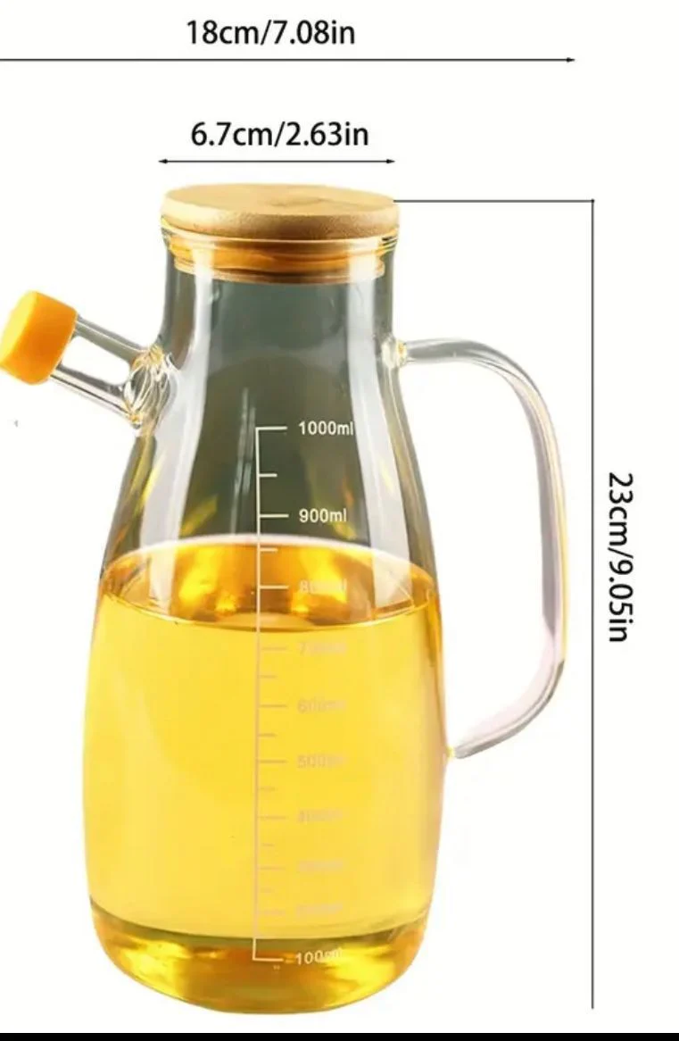 1000ml Glass Oil Bottle, Oil Dispenser & Oil Container with Bamboo Lid, Airtight Stopper, Glass Olive Oil Bottle, Cooking Oil Dispenser Bottle for Kitchen, Vinegar Bottle, Soy Sauce Bottle Kenya - Image 4