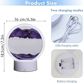 10cmx16x20cm ~ 3D LED desktop lamp flowing sand decor piece - Image 2