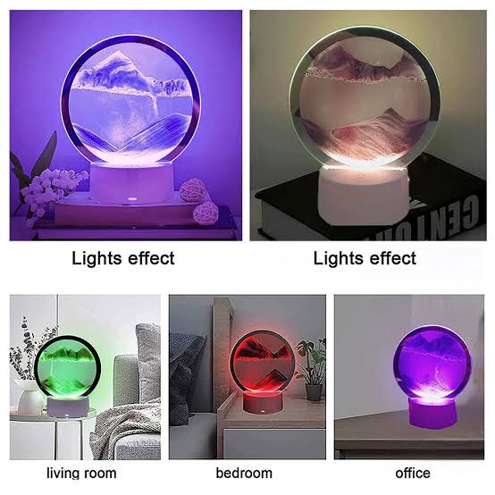 10cmx16x20cm ~ 3D LED desktop lamp flowing sand decor piece - Image 3