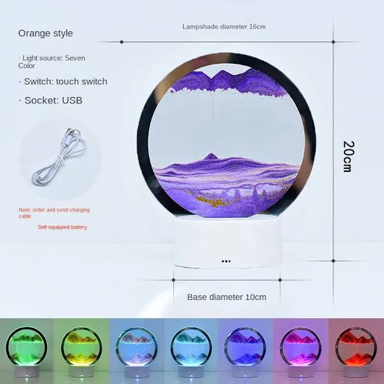 10cmx16x20cm ~ 3D LED desktop lamp flowing sand decor piece - Image 5
