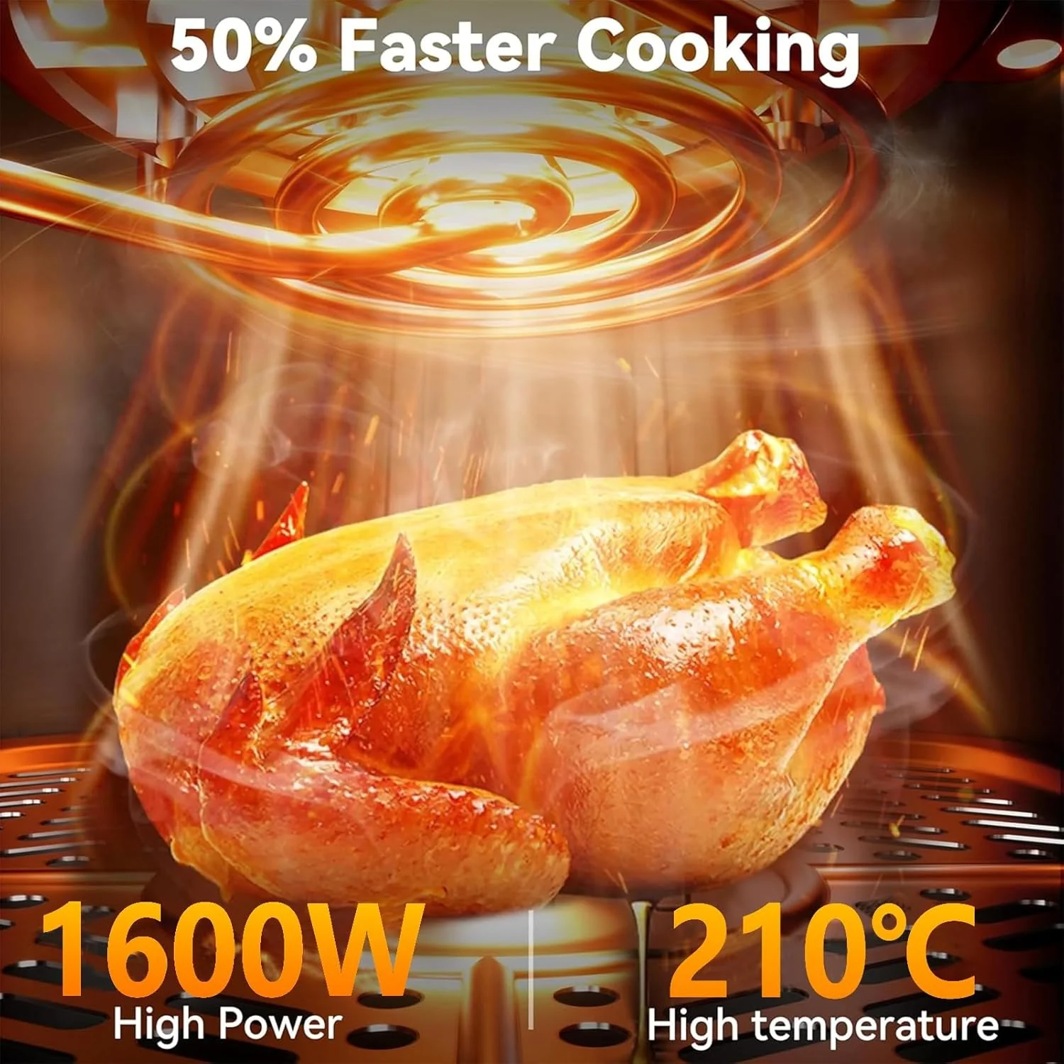 10L Large Digital Air Fryer Oven,7 in1 Multifunctional Touch Screen Presets Fry,Auto Shutoff,Hot air convection for Healthy Oil-Free Cooking,Black Stainless Steel Air fryer - Image 4