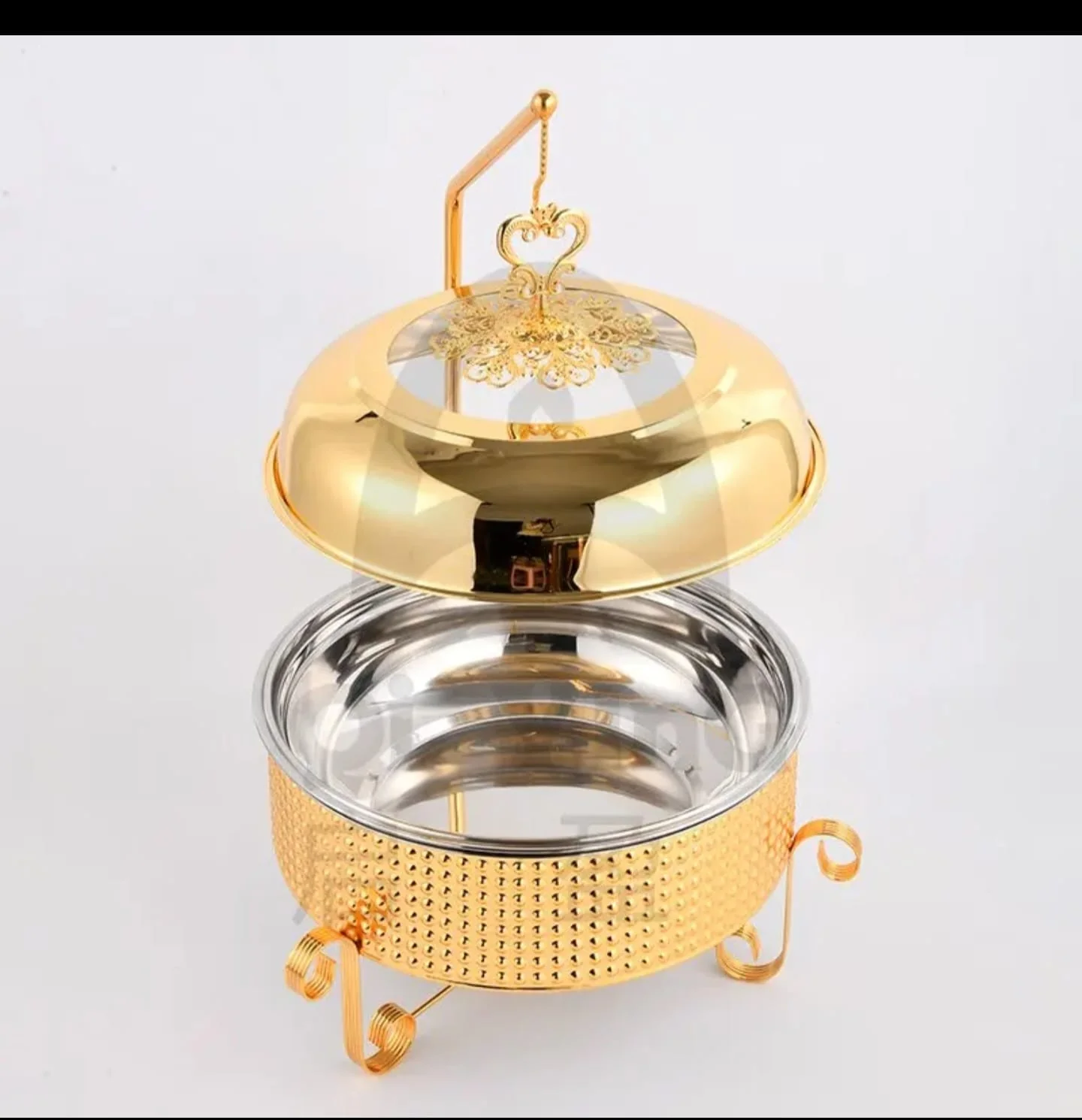 10L Round Chafing Dish Buffet Food Warmer Luxury Stainless Steel Food Warmer with Glass Lid Kenya - Image 2
