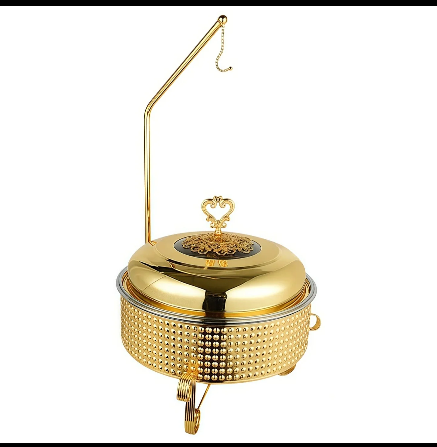 10L Round Chafing Dish Buffet Food Warmer Luxury Stainless Steel Food Warmer with Glass Lid Kenya - Image 4