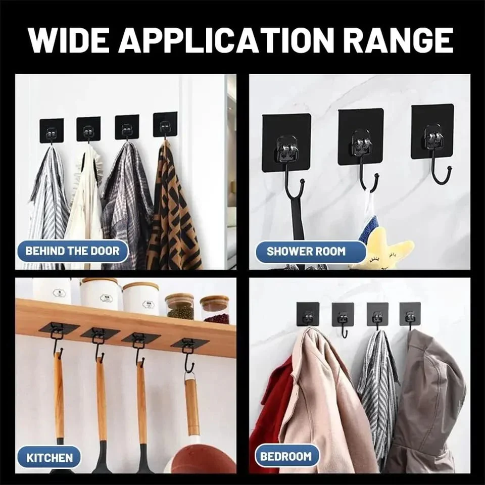 10pcs Black transparent multipurpose adhesive hooks - Image 2