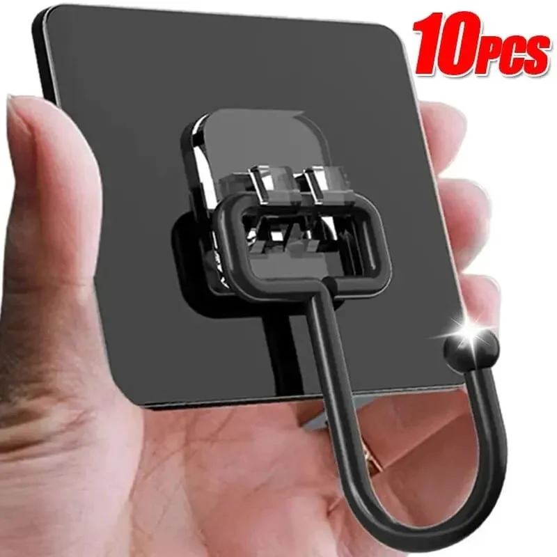 10pcs Black transparent multipurpose adhesive hooks - Image 3
