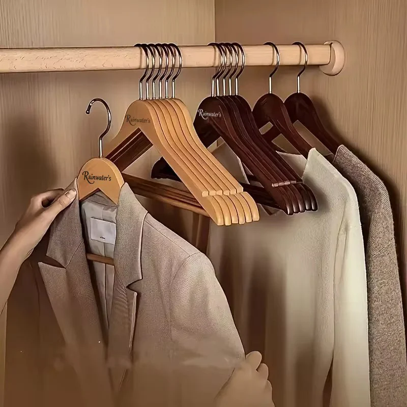 Wooden Suit Clothes Hangers with Non Slip Pants Bar (10 Pack) - Image 6