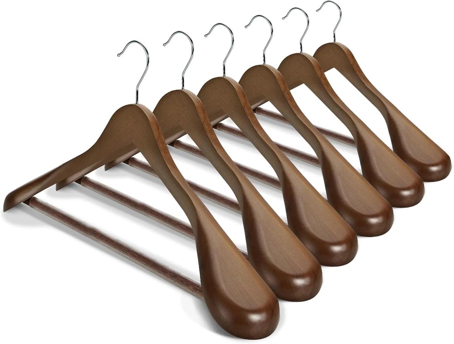 Wooden Suit Clothes Hangers with Non Slip Pants Bar (10 Pack) - Image 8