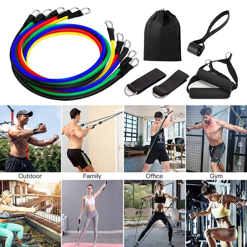 11pcs Elastic Exercise Resistance Bands - Image 4