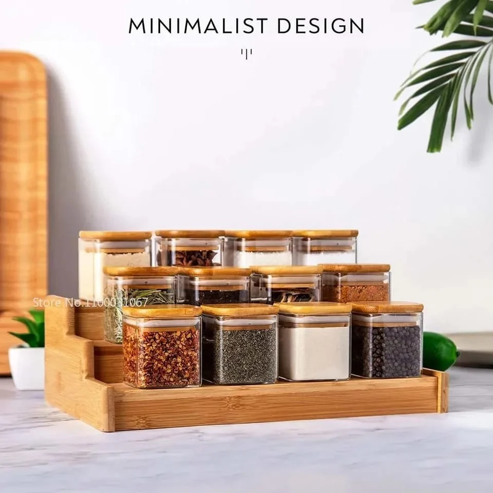 12 PCs Glass Spice Cookie Jar Set - Image 5