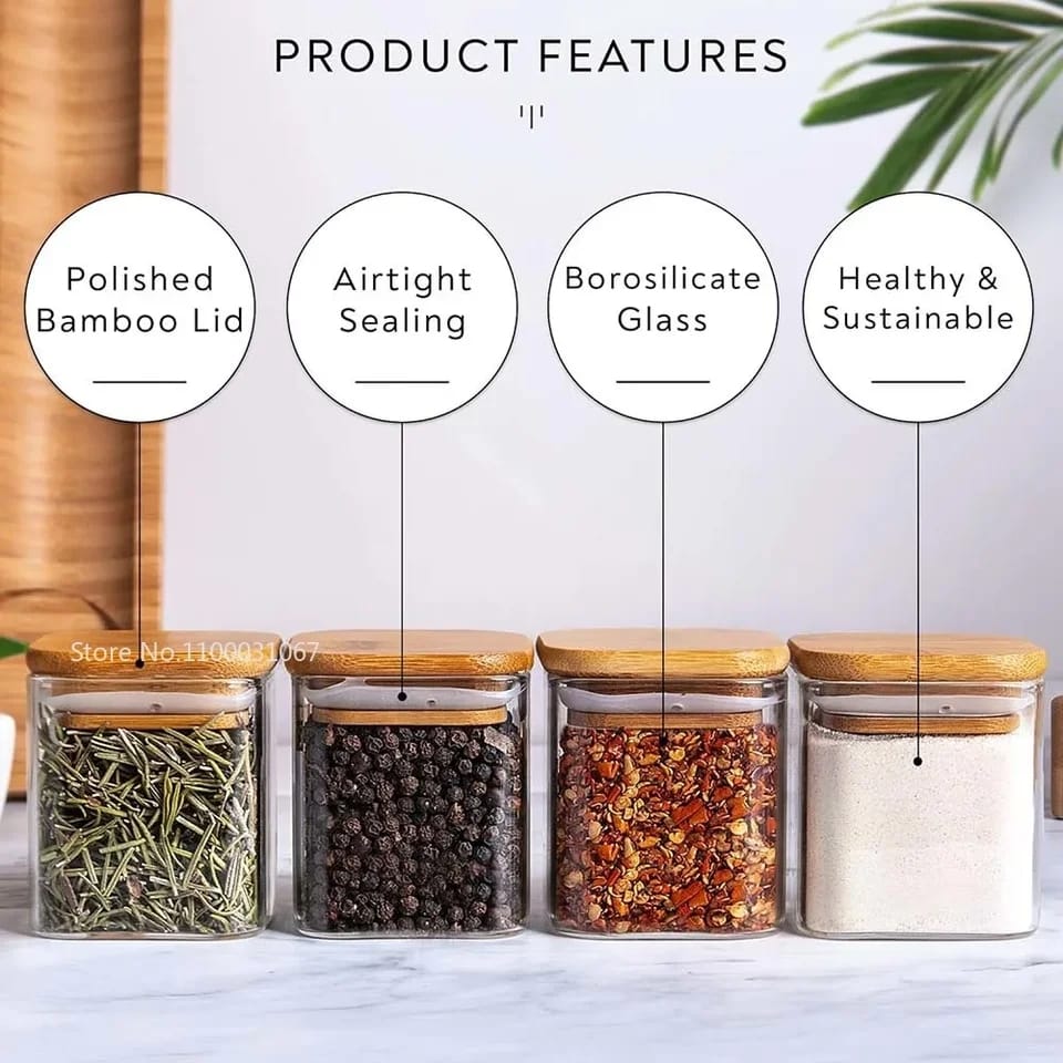 12 PCs Glass Spice Cookie Jar Set - Image 6