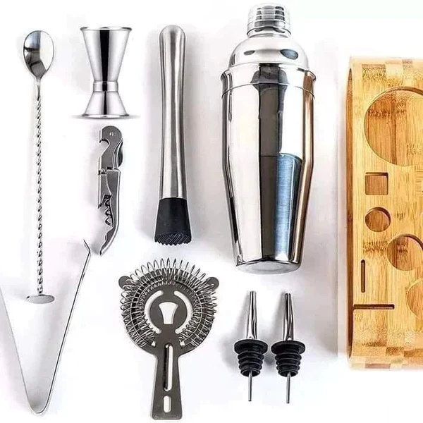 12-Piece Cocktail Shaker Set Home Bar Tool Kit with Stand, Cocktail Tools Stainless Steel Bar Gifts - Image 3