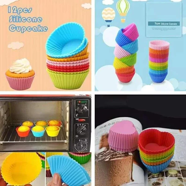 Reusable silicone cupcake moulds 12pcs - Image 2