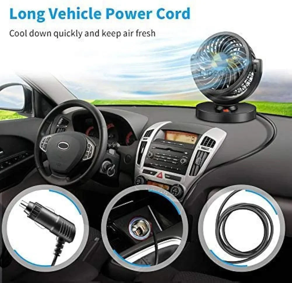12V DC Electric Car Single Head Fan - Image 2