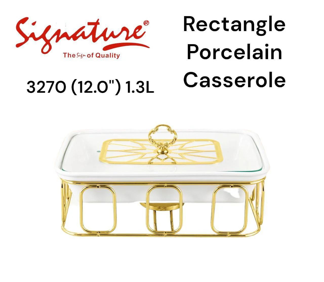 13inch 1.8l Ltr Rectangle Porcelain Casserole with Warmer Rack  Food Warmer Chafing dish - Image 2
