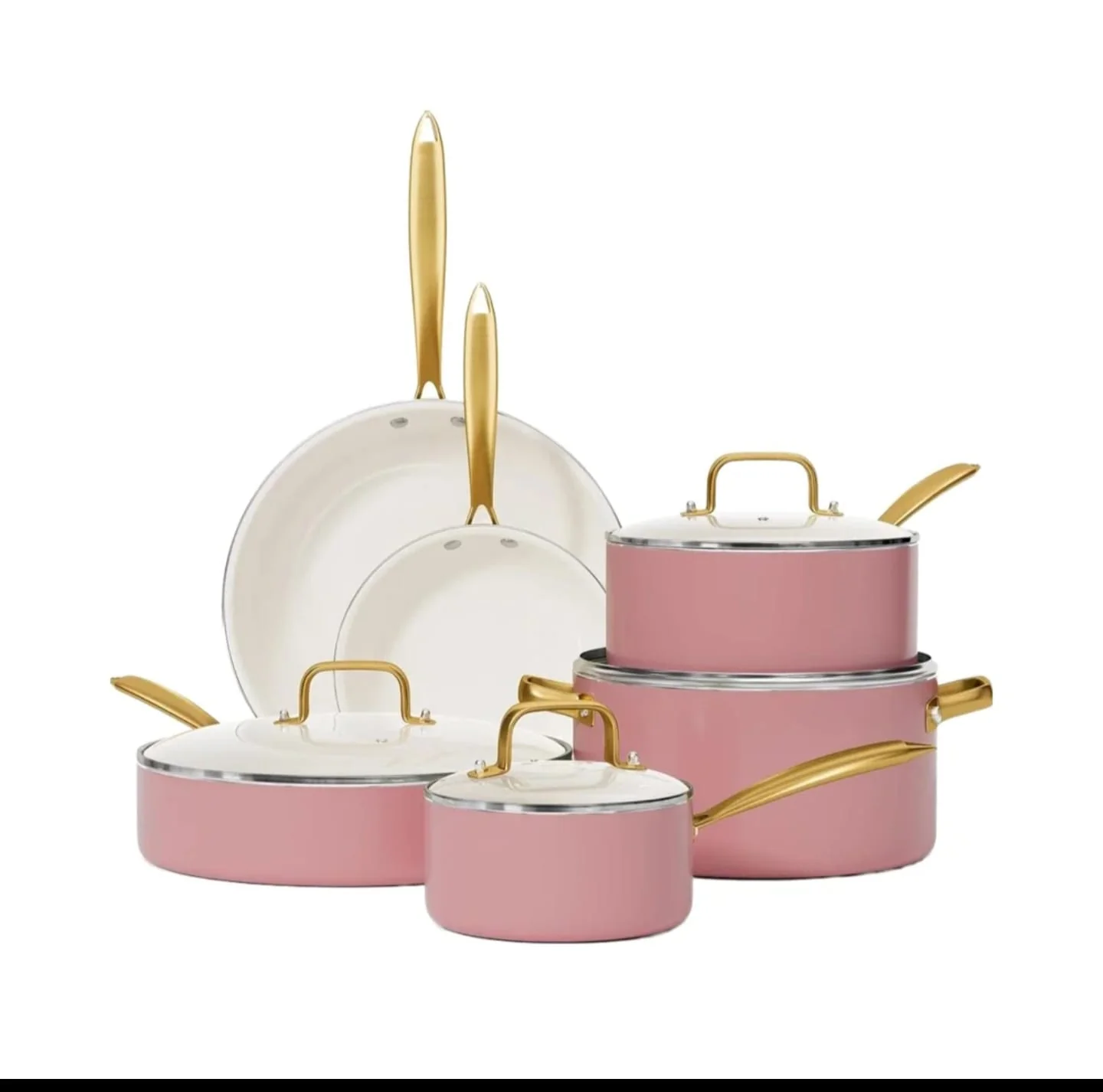 15 Pcs Ceramic Cookware Set PFAS Free PFOA Free with 5 Silicone Spoons Dishwasher Safe - Image 6