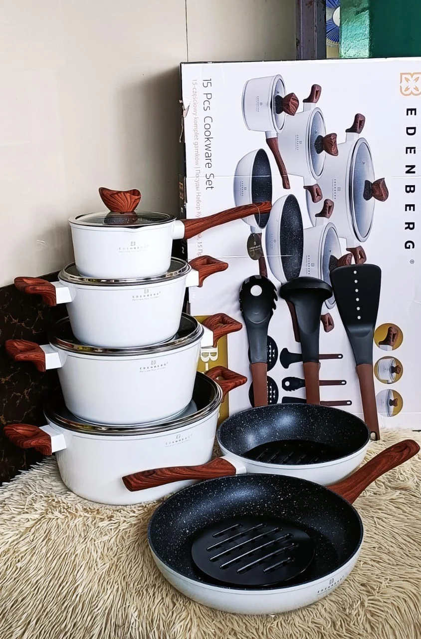 Edenberg 15-Piece Nonstick Cookware Set with Kitchen Tools - Complete Pots and Pans Set Kenya - Image 3