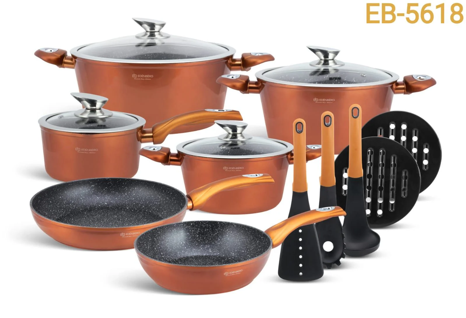 Edenberg 15-Piece Nonstick Cookware Set with Kitchen Tools - Complete Pots and Pans Set Kenya - Image 7