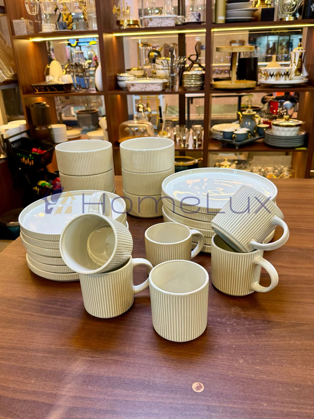 16pcs Elegant Reactive Glazed White Embossed Stoneware Set Transform Your Dining Table - Image 4