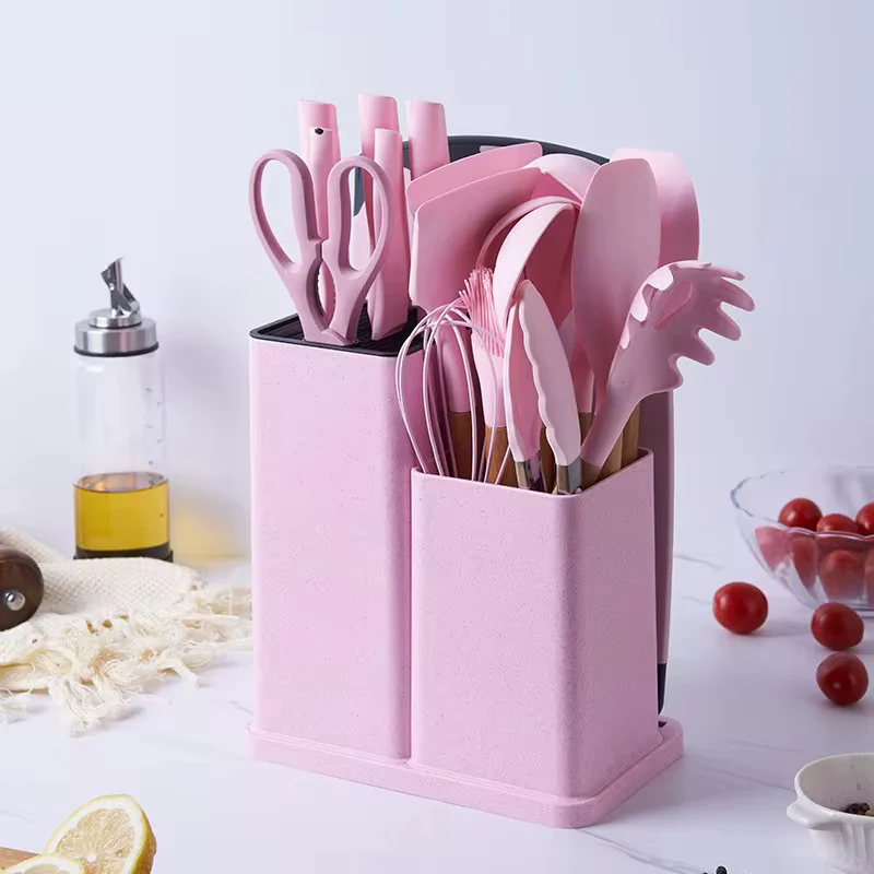 19 pcs Silicon spoons with knives and chopping board. - Image 8