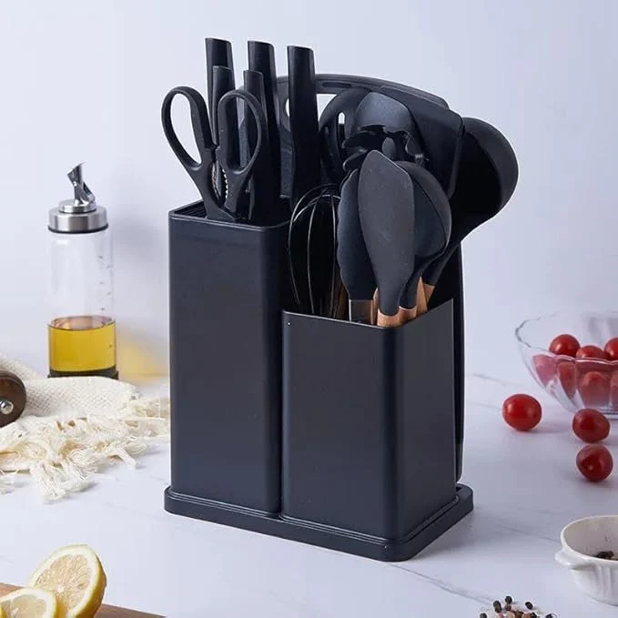 19-Piece Cooking Utensil & Silicone Knife Spoon Set All in One Kitchen Starter Kit - Image 8