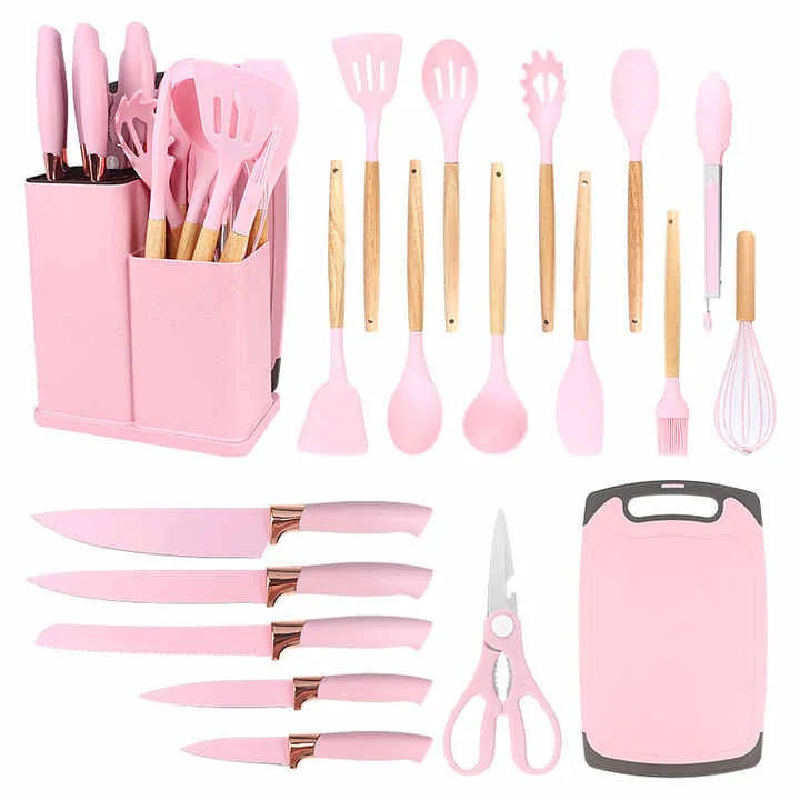 19-Piece Cooking Utensil & Silicone Knife Spoon Set All in One Kitchen Starter Kit - Image 9