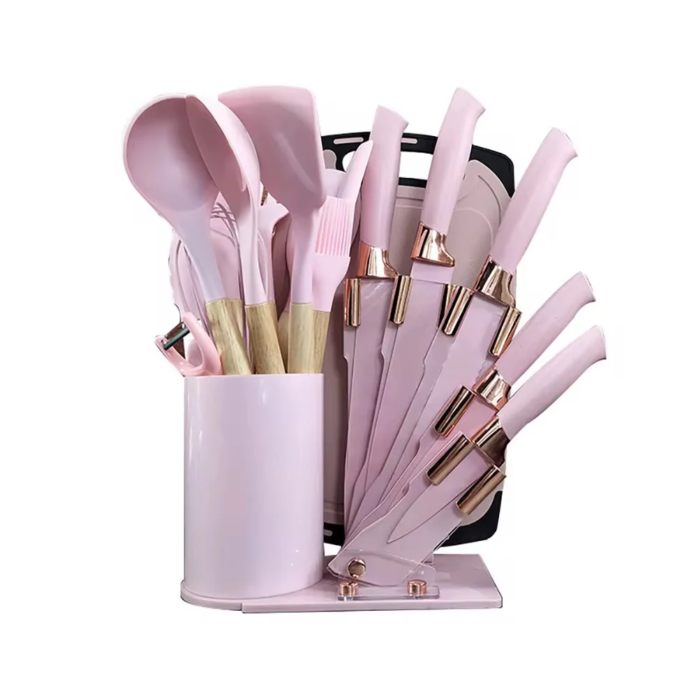 19-Piece Kitchen Utensil Set with Stand, Knives, Chopping Board & Silicone Tools - Image 2