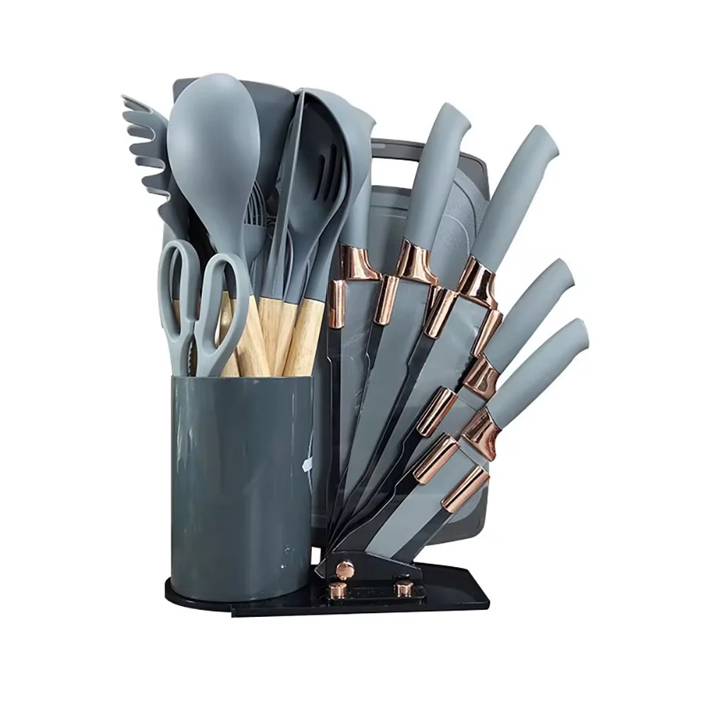 19-Piece Kitchen Utensil Set with Stand, Knives, Chopping Board & Silicone Tools - Image 5