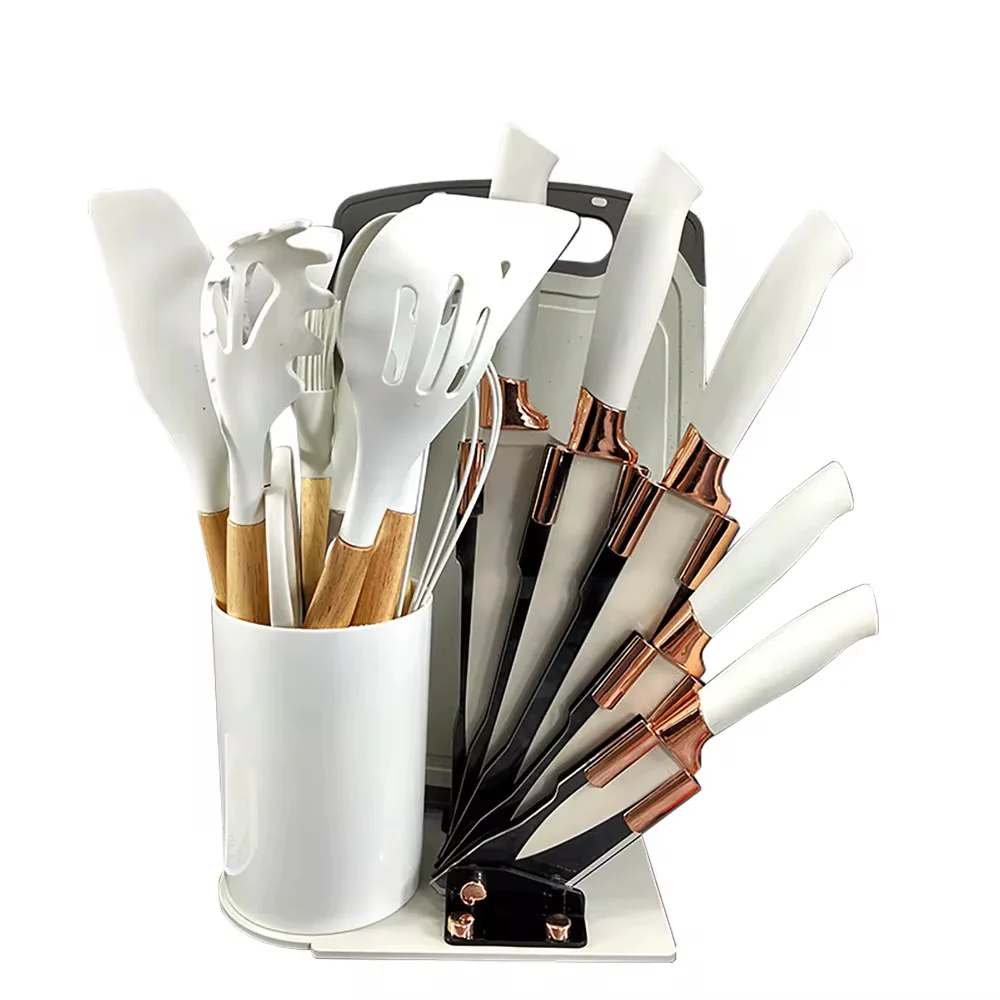 19-Piece Kitchen Utensil Set with Stand, Knives, Chopping Board & Silicone Tools - Image 7