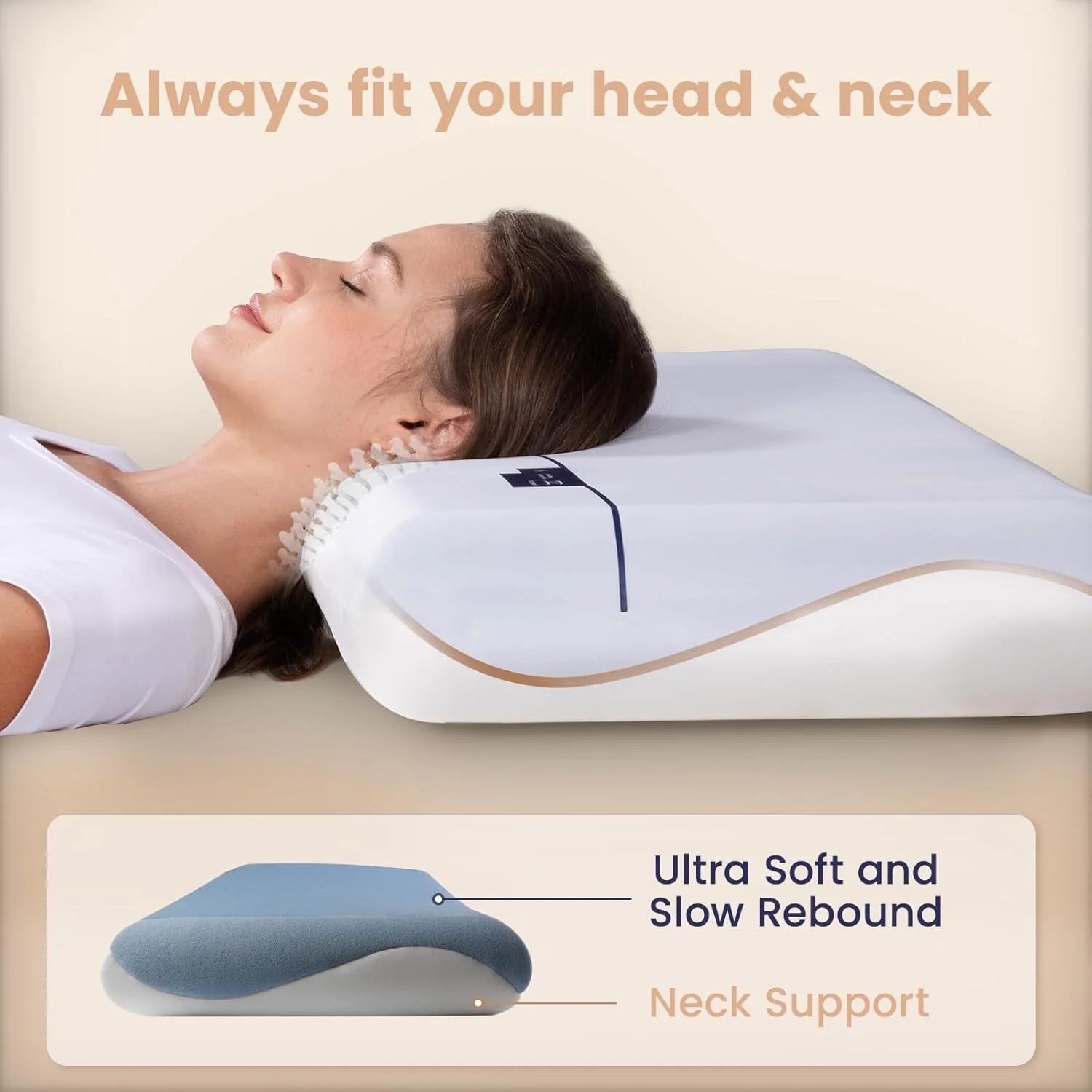 1pcs Memory Foam Pillows, Cervical Neck Pillow for Neck Pain Relief, Soft and Cooling for Back Side Sleeper Pillow with Two-Sided Reversible, Fits The Face Perfectly, Home Bed Pillows - Image 7