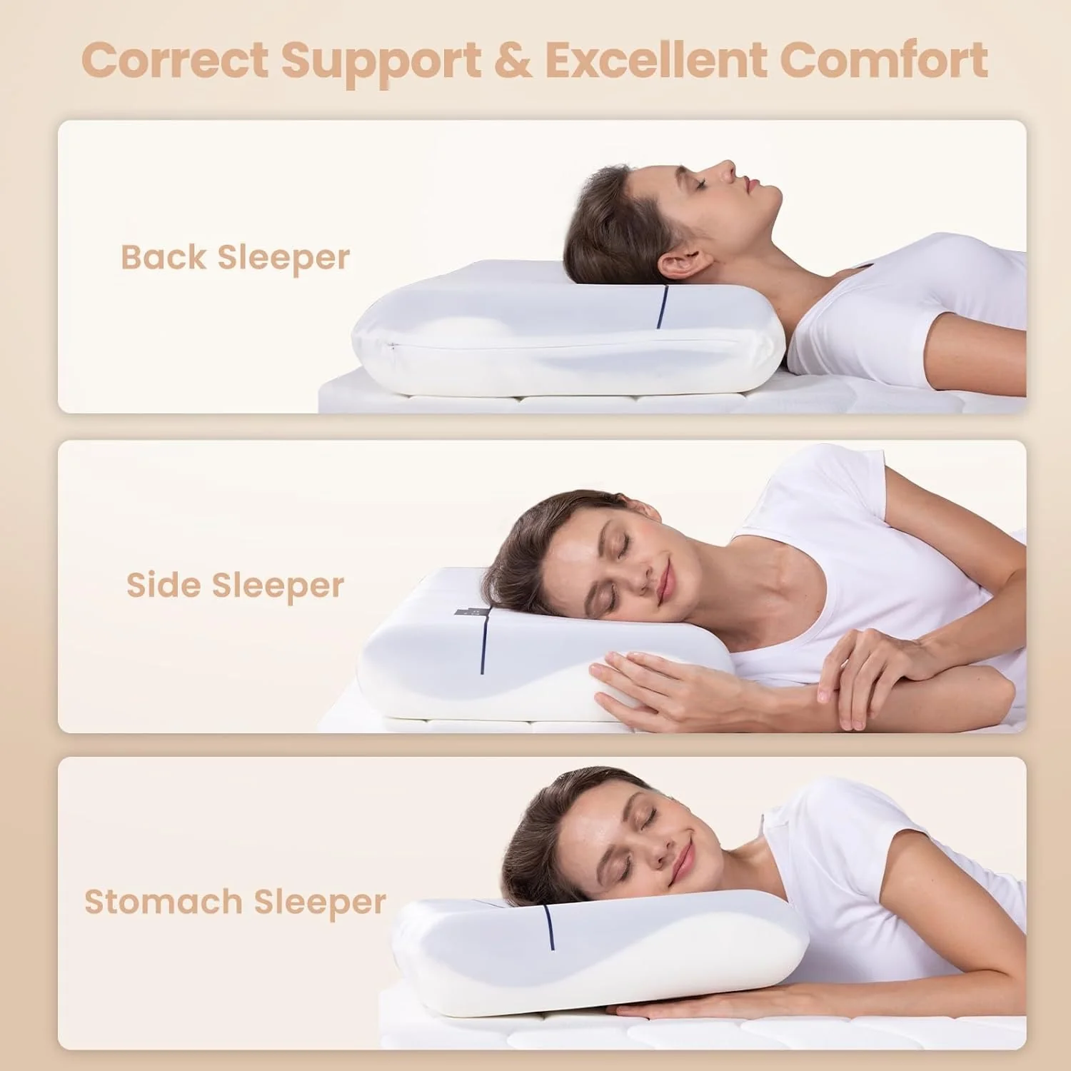 1pcs Memory Foam Pillows, Cervical Neck Pillow for Neck Pain Relief, Soft and Cooling for Back Side Sleeper Pillow with Two-Sided Reversible, Fits The Face Perfectly, Home Bed Pillows - Image 9