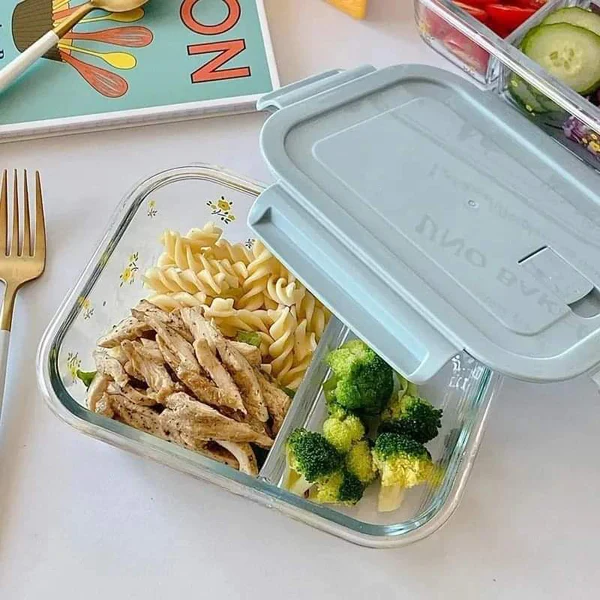 2 Grid Microwave Safe Glass Lunch Box - Image 2