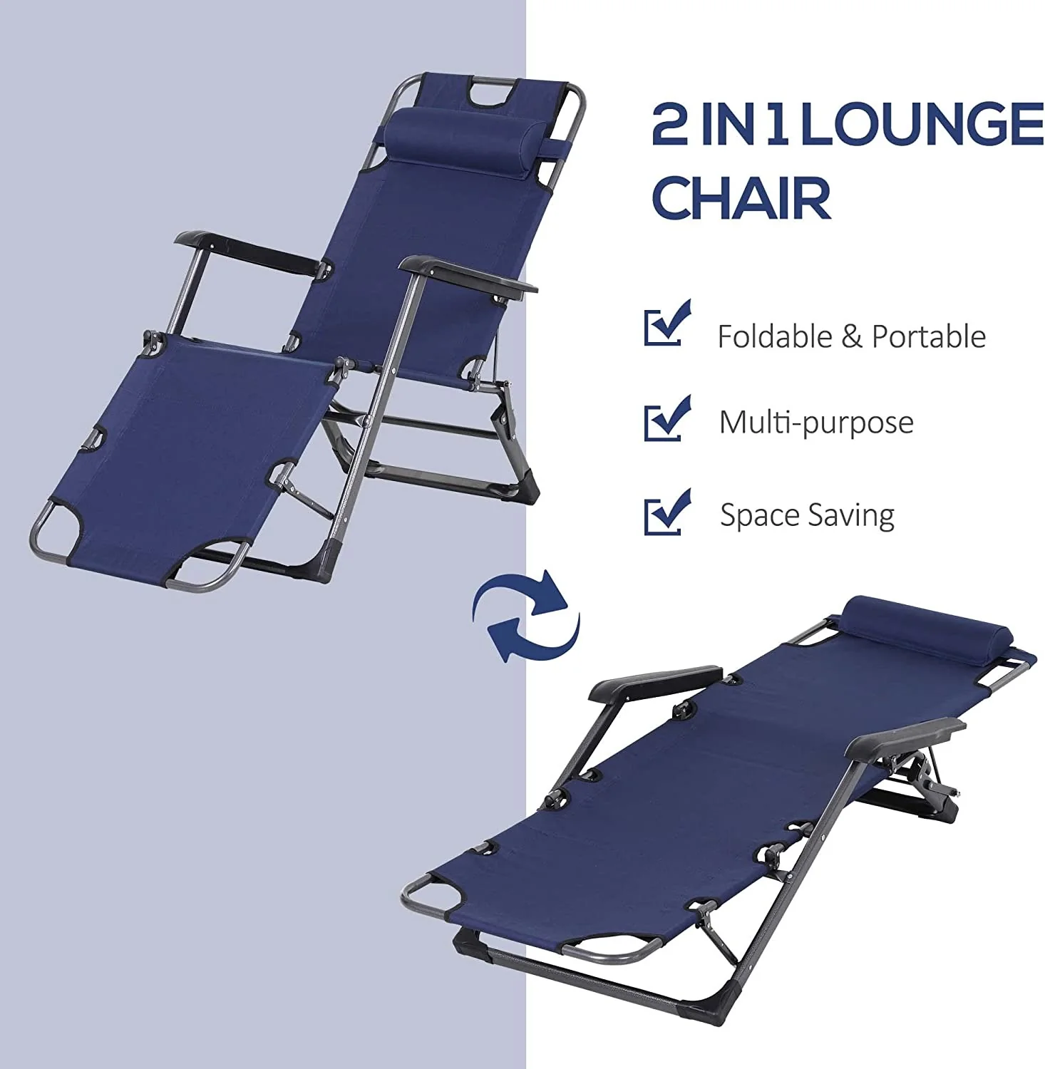 2-in-1 Beach Lounge Chair / Foldable Camping & Outdoor Relaxing Chair Kenya - Image 4