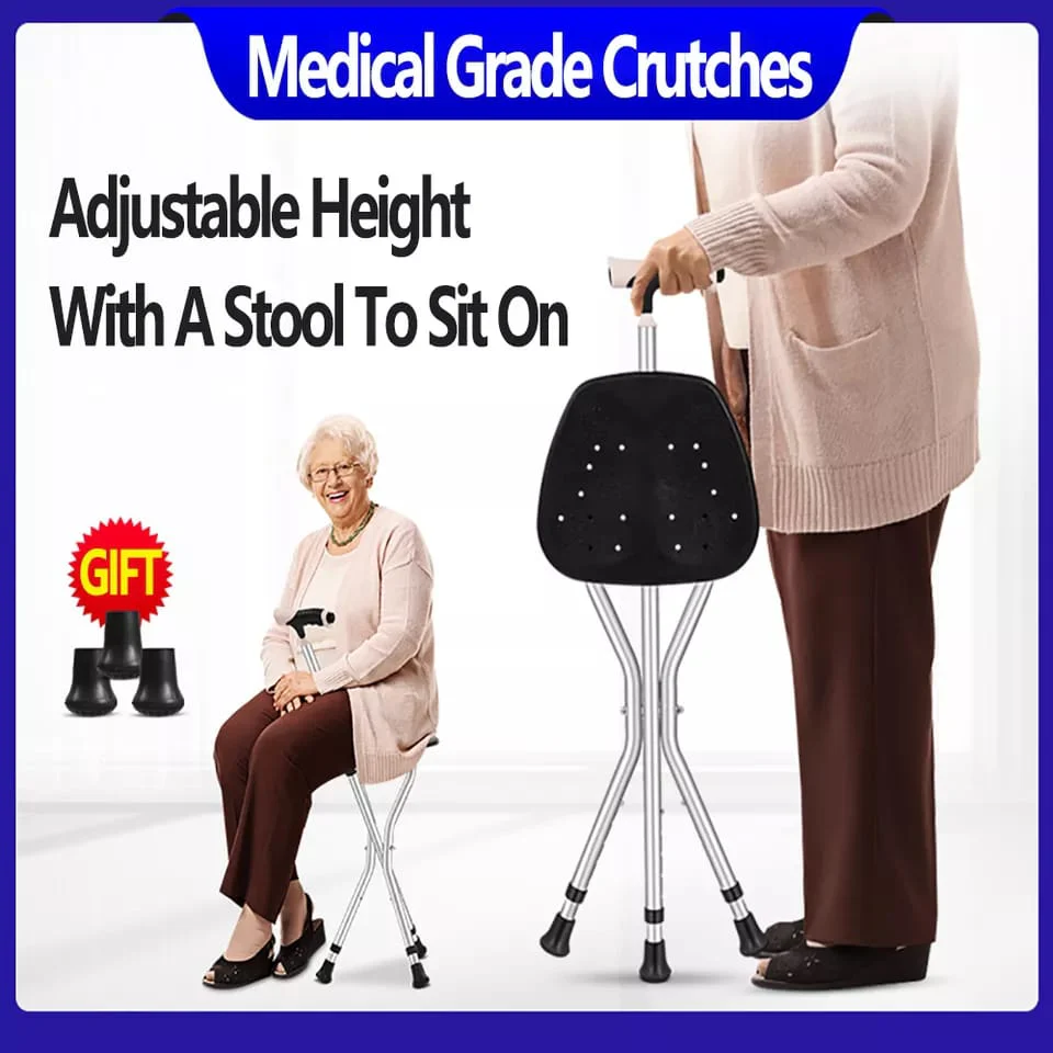 2 in 1 elderly walking stick cum stool - Image 3