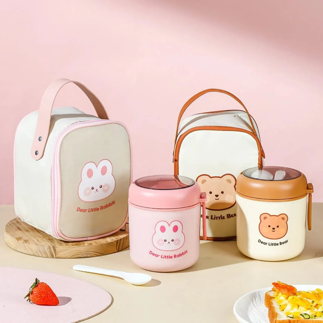 2 in 1 Food Flask Thermos With A Matching Insulated Lunch Bag - Image 2