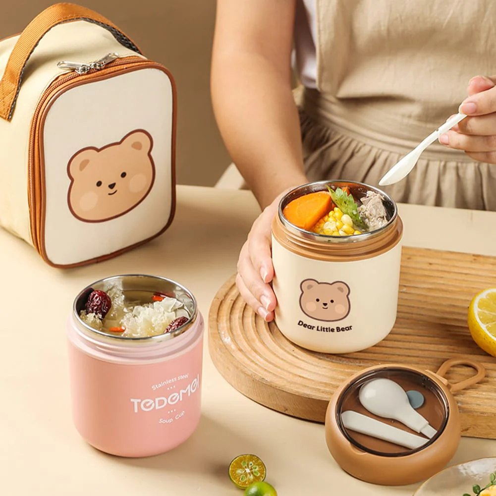 2 in 1 Food Flask Thermos With A Matching Insulated Lunch Bag - Image 5