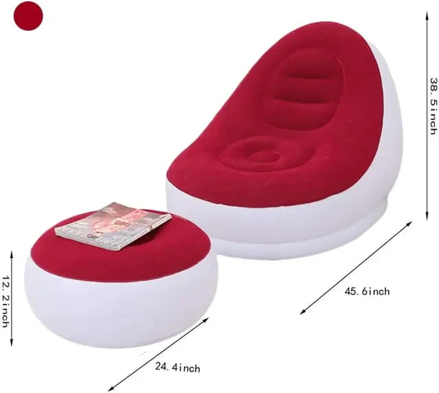 2-in-1 Inflatable Lounge Sofa Bed with Footstool – Portable - Image 5