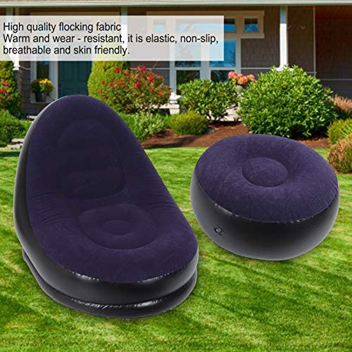 2-in-1 Inflatable Lounge Sofa Bed with Footstool – Portable - Image 9